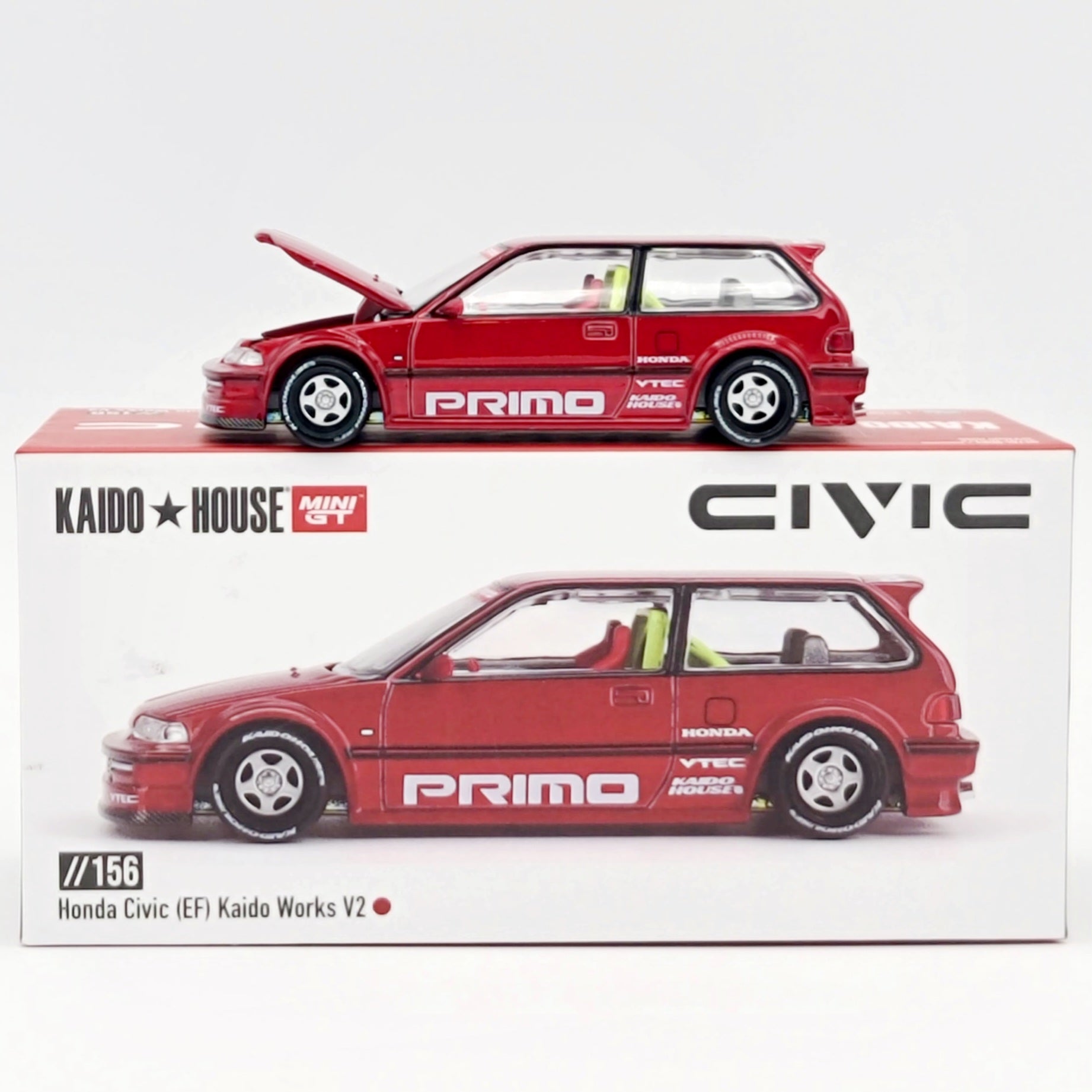 Kaido House x Mini GT Honda Civic EF Kaido Works V2 - 1:64, Red (2025 Limited Edition)